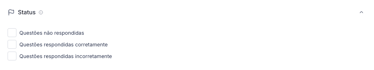 Filtro de status para revisar questões respondidas